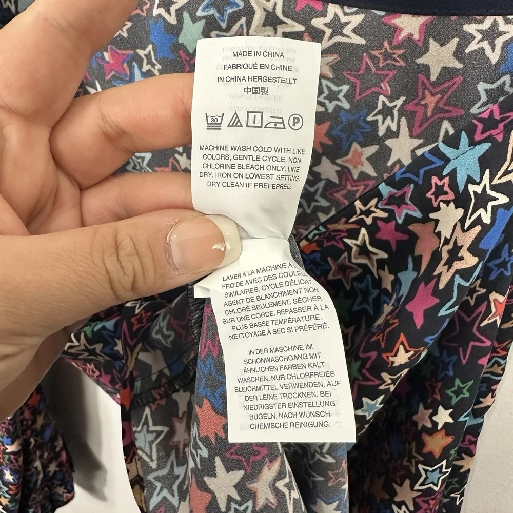 J Crew Star Print‎ One Shoulder Top Size 4 Y2K Whimsical Festival Statement